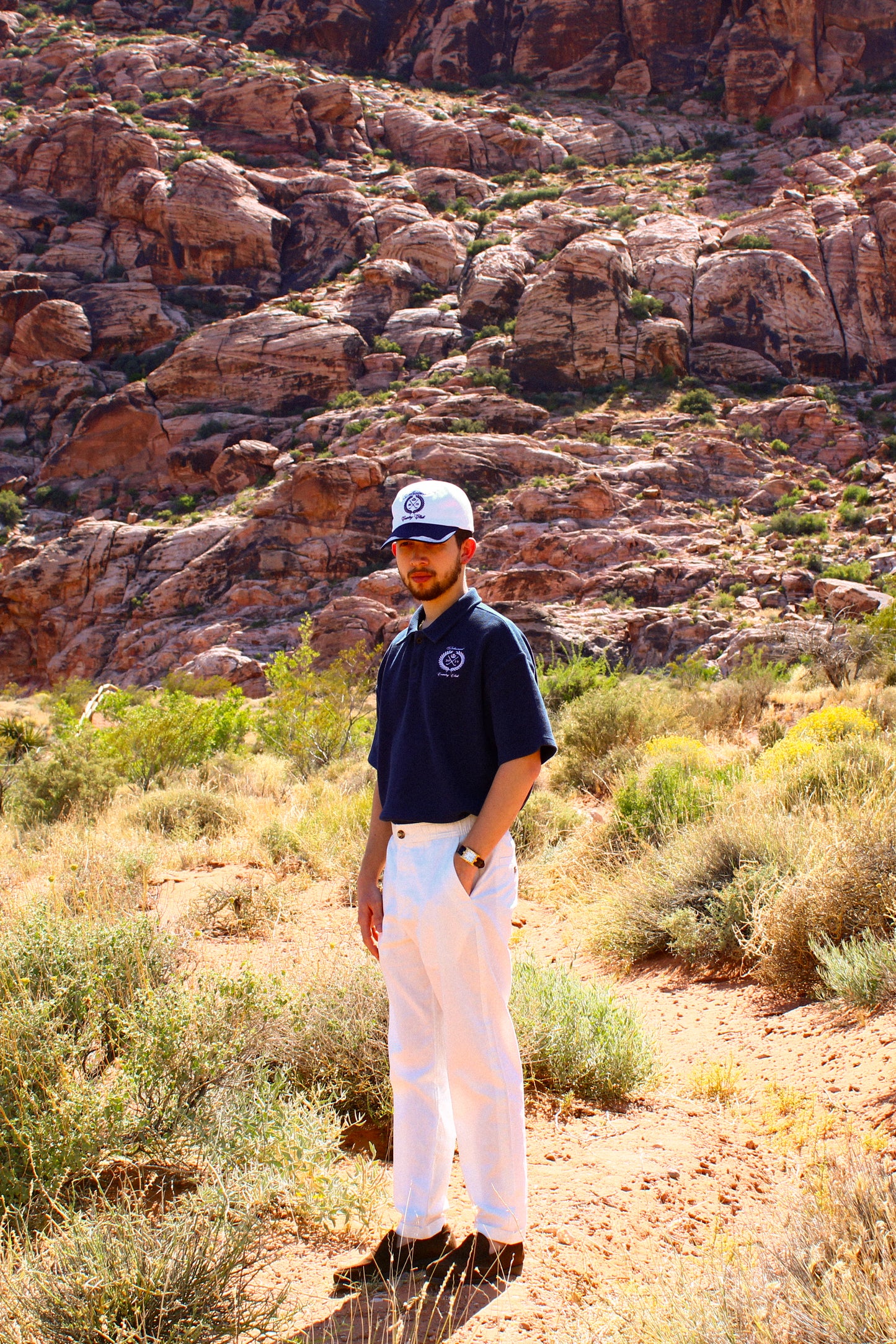 Premium men's waffle polo shirt with refined fit