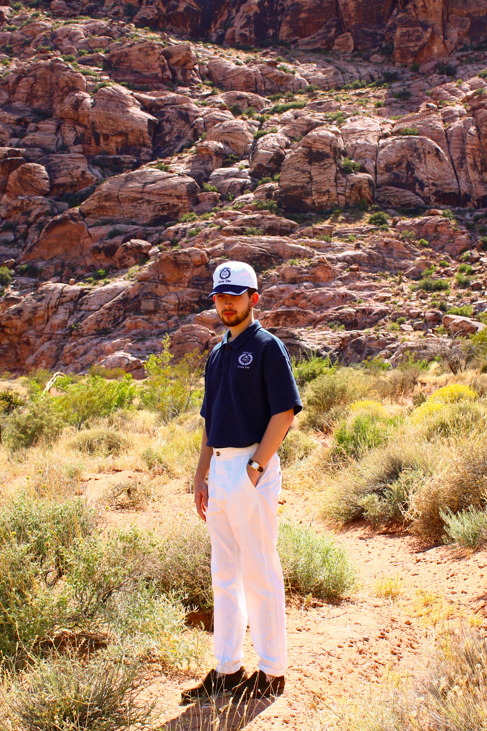 Premium men's waffle polo shirt with refined fit