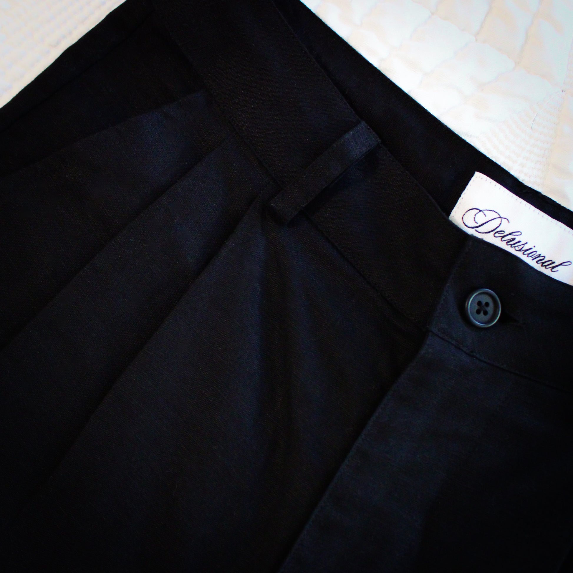 Double pleat detail on premium linen pants