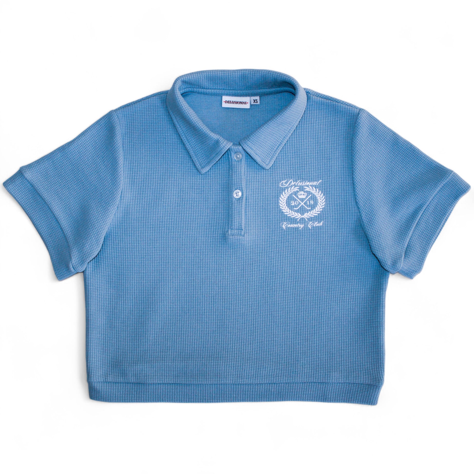 Women's sky blue Country Club polo shirt by Delusional