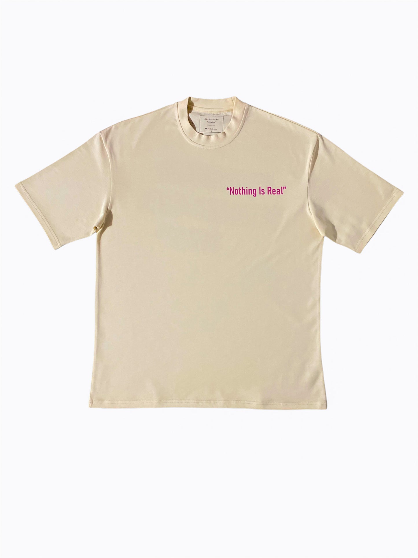 Members Club beige oversized graphic t-shirt by Delusional