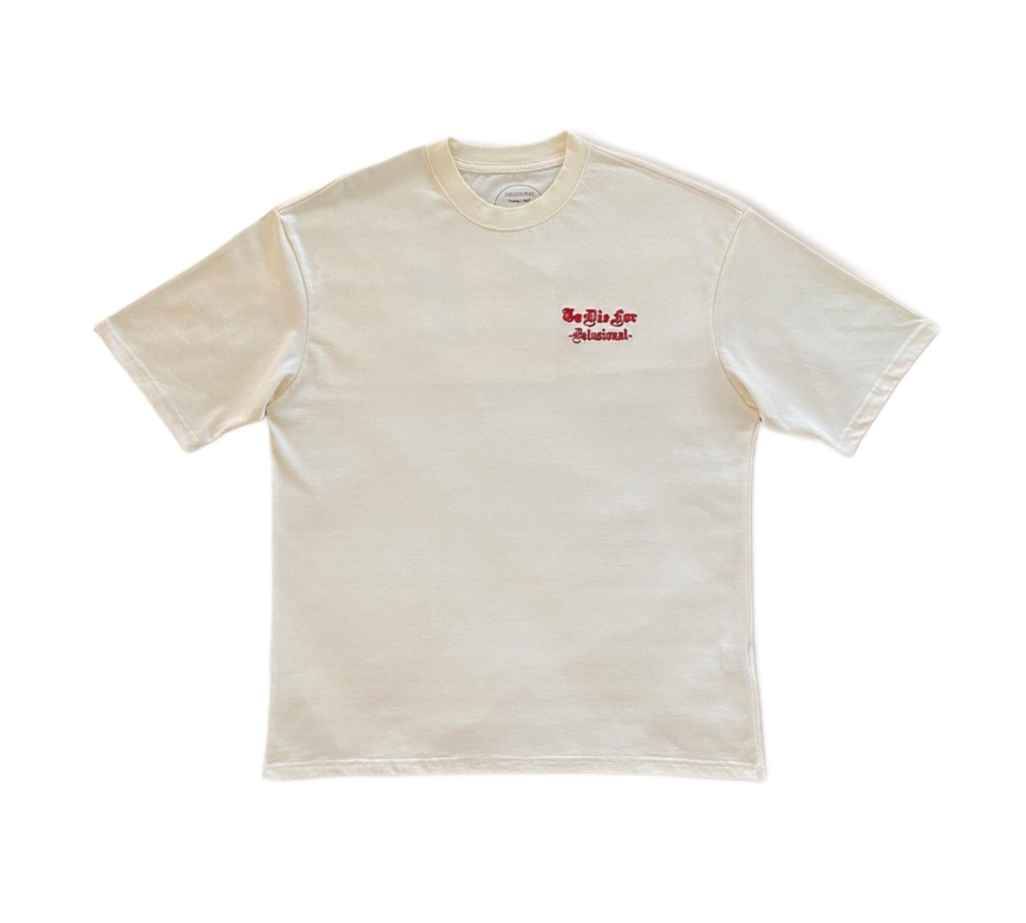 To Die For beige heavyweight cotton t-shirt by Delusional